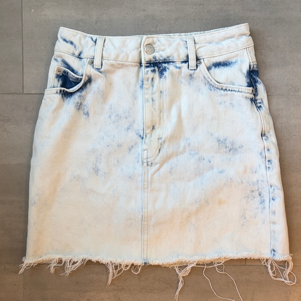 Topshop Light Blue Tie-Dye Denim Mini Skirt
